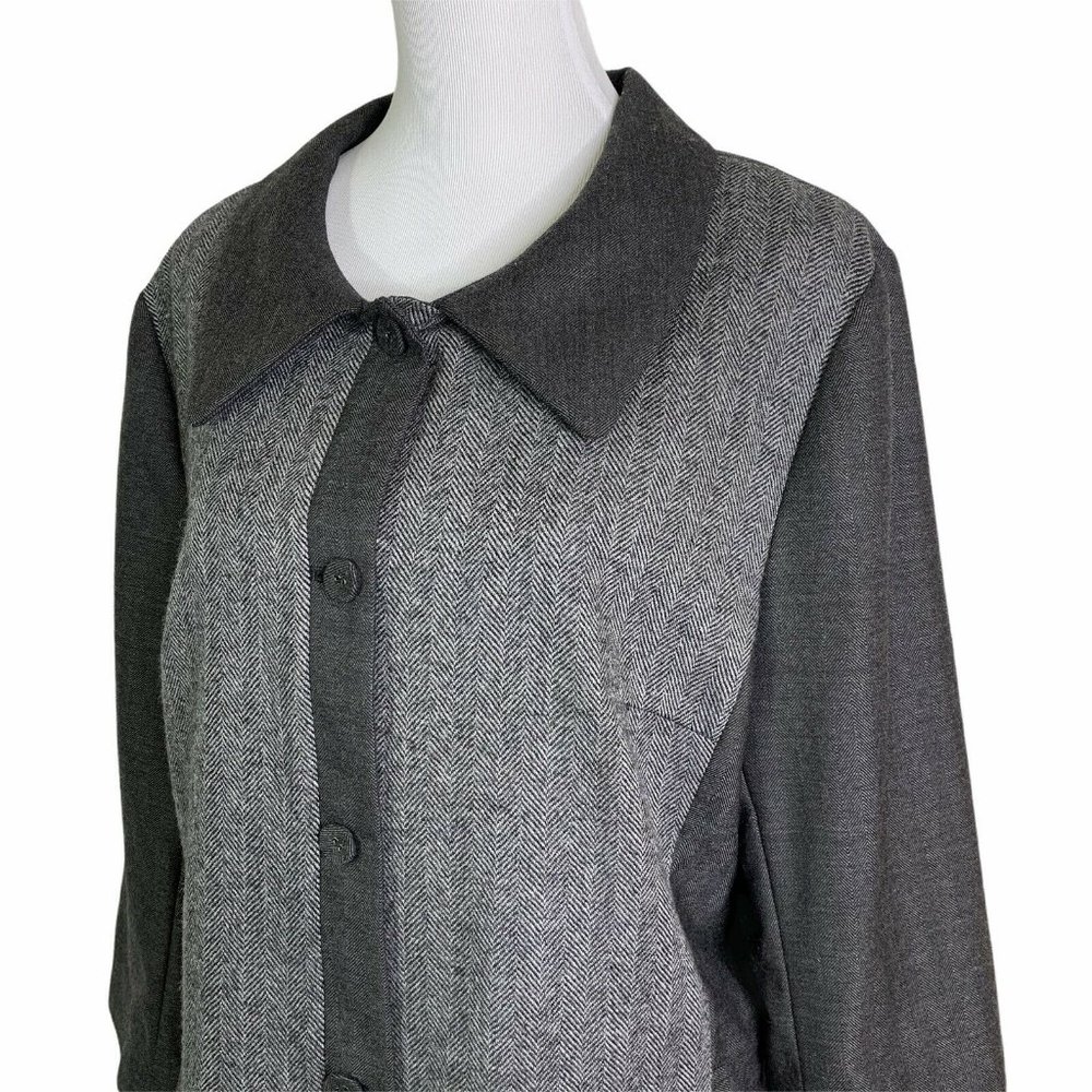 J. Jill Gray Herringbone Pockets Collared Jacket - image 6